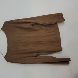 Women's. Size Medium. Polyester. Brown Pant and Shirt Outfit. 24 inch inseam.